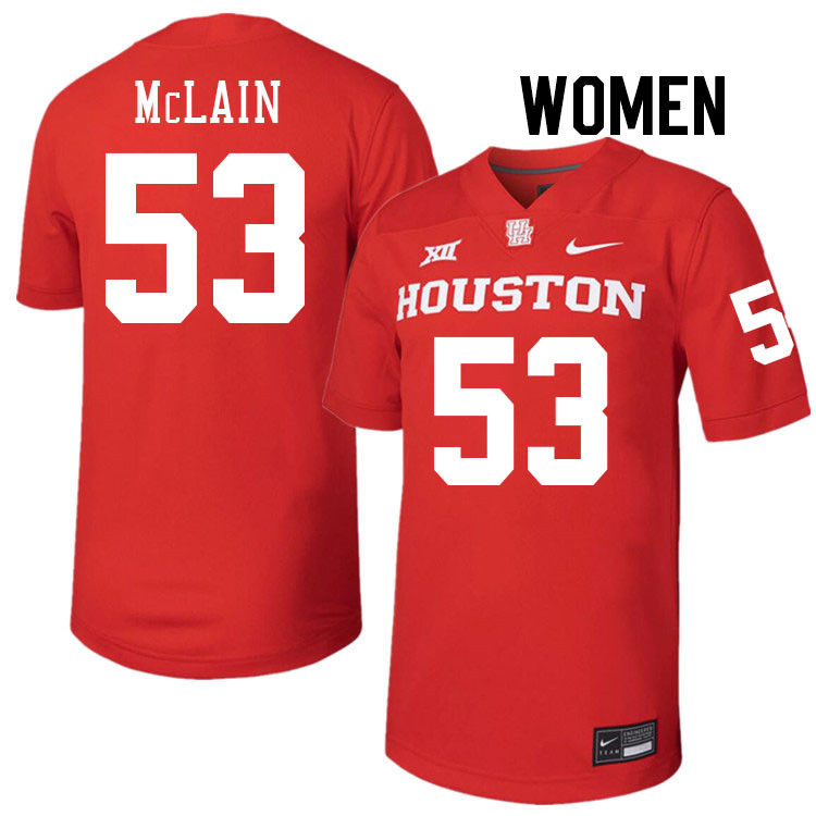 Women #53 Ronnell McLain Houston Cougars College Football Jerseys Stitched-Red